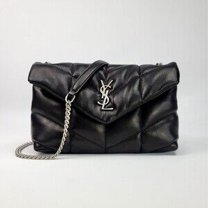 YVES SAINT LAURENT Loulou Puffer Toy Mini Black Quilted Lambskin Shoulder Bag